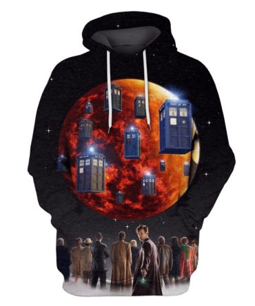 Doctor Who Hoodie All Doctors And Tardis Hoodie Black Unisex