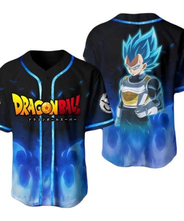 Dragon Ball Super Baseball Jersey – Blue Flame Vegeta Design – Anime Fans Gift