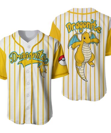 Dragonite Baseball Jersey - Stylish Pokémon Fan Apparel With Pokéball Design