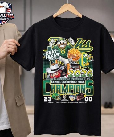 Ducks Beat Texas Tech 2026 College Football Playoff Quarterfinal At The Capital One Orange Bowl Champions 23-00 Jan 1 2026 Mascot News Unisex Shirt