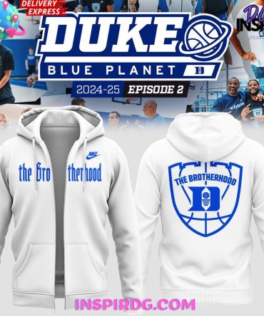 Duke Blue Planet The Brotherhood 2024 White Zip Hoodie