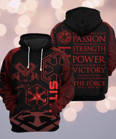 Star Wars Hoodie Sith Code Passion Strength Power Victory The Force Black Red Hoodie For Star Wars Fan