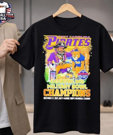East Carolina Pirates Victory Pitt Panthers 2025 Go Bowling Military Bowl Champions Mascot Unisex Shirt