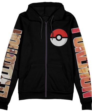 Pokemon Zip Hoodie All Types Of Eeveelution Zip Hoodie Black Unisex
