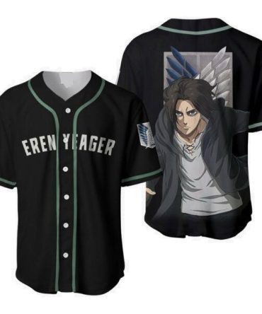 Anime Character Baseball Jersey - Stylish Eren Design For Fans , Unisex Casual Wear