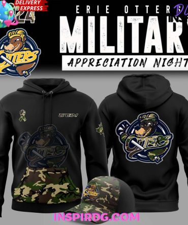 Erie Otters Military Appreciation 2024 Special All Over Print Hoodie