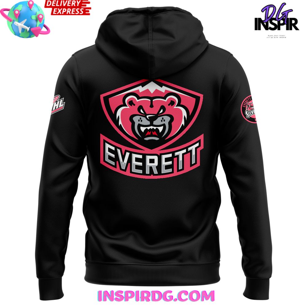 Everett Silvertips Breast Cancer Awareness 2024 Hoodie - Image 3