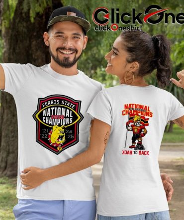 Ferris State Bulldogs Ncaa Division Ii Champions 2025 Mascot Two-Sided T-Shirt