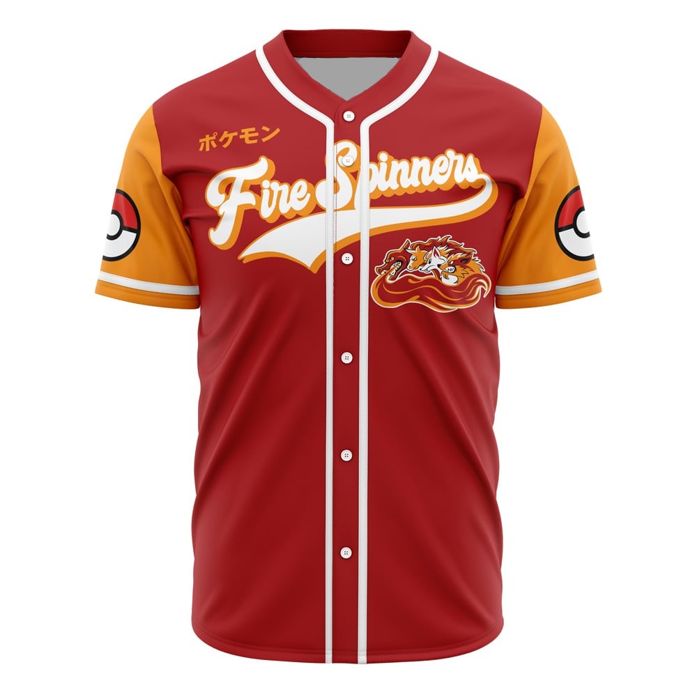 Fire Spinners Baseball Jersey - Bold Red & Orange Design For Fans , Limited Edition