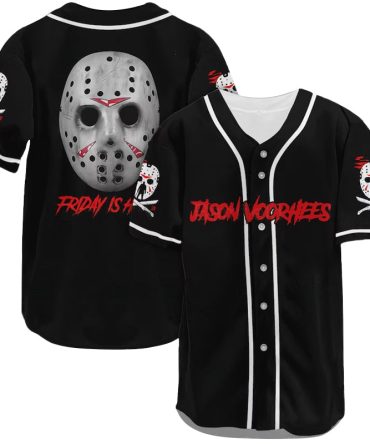Horror-Themed Jason Voorhees Baseball Jersey - Perfect For Fans & Collectors