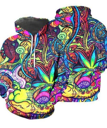 Hippie Hoodie Doodle Hippie Style Art Multicolor T-Shirt Hoodie Colorful