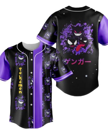 Catch 'Em All Gengar Baseball Jersey – Vibrant Pokémon Design, Perfect For Fans!