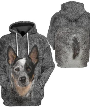 Dog Hoodie Australian Cattle Dog Front And Back T-Shirt Gray Unisex