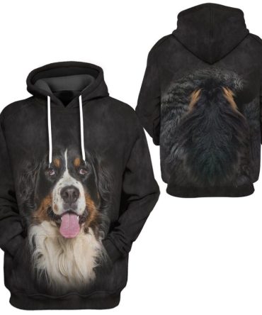 Dog Hoodie Bernese Mountain Dog Front And Back T-Shirt Black Unisex