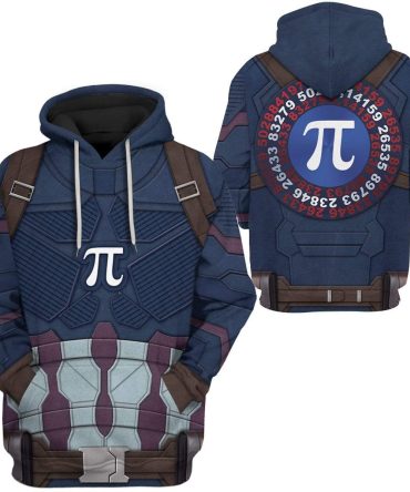 Pi Hoodie Captain Pi Suit Costume Hoodie Math Hoodie Blue Unisex