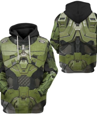 Halo Hoodie Halo Infinite Masterchief Armor Suit Costume T-Shirt Green Unisex
