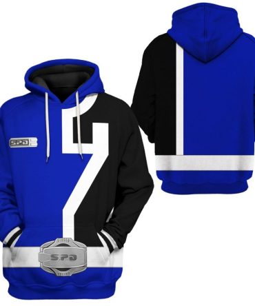 Power Ranger Hoodie Blue S.P.D Power Ranger Hoodie Blue Black Unisex