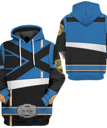 Power Ranger Hoodie Blue S.P.D Power Ranger Soul Of The Dragon Hoodie Blue Black Unisex