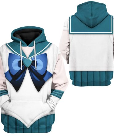 Sailor Moon Hoodie Sailor Neptune Suit Costume T-Shirt White Green Unisex