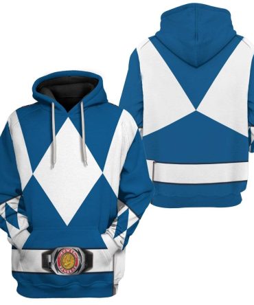 Power Ranger Hoodie Blue Mighty Morphin Power Ranger Hoodie Blue Unisex