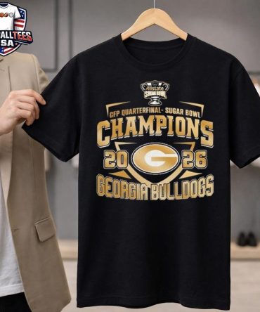 Georgia Bulldogs Cfp Quarterfinal Allstate Sugar Bowl Champions 2026 Gold Logo Unisex Shirt