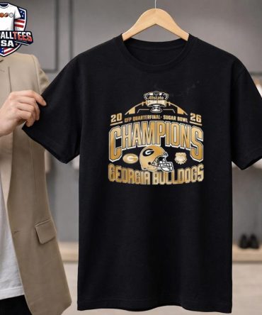 Georgia Bulldogs Cfp Quarterfinal Sugar Bowl Champions 2026 Gold Helmet Unisex Shirt
