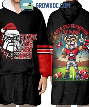 Georgia Bulldogs Sec Champions Top Dawgs 2024 Christmas Oodie Hoodie Blanket