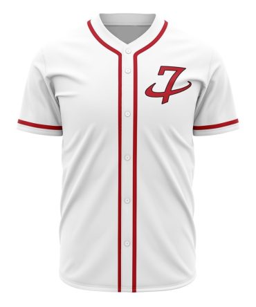 Custom White Baseball Jersey - Red Trim & Stylish Logo - Perfect For Teams & Fans