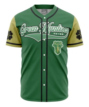 Green Mantises Black Clover Baseball Jersey
