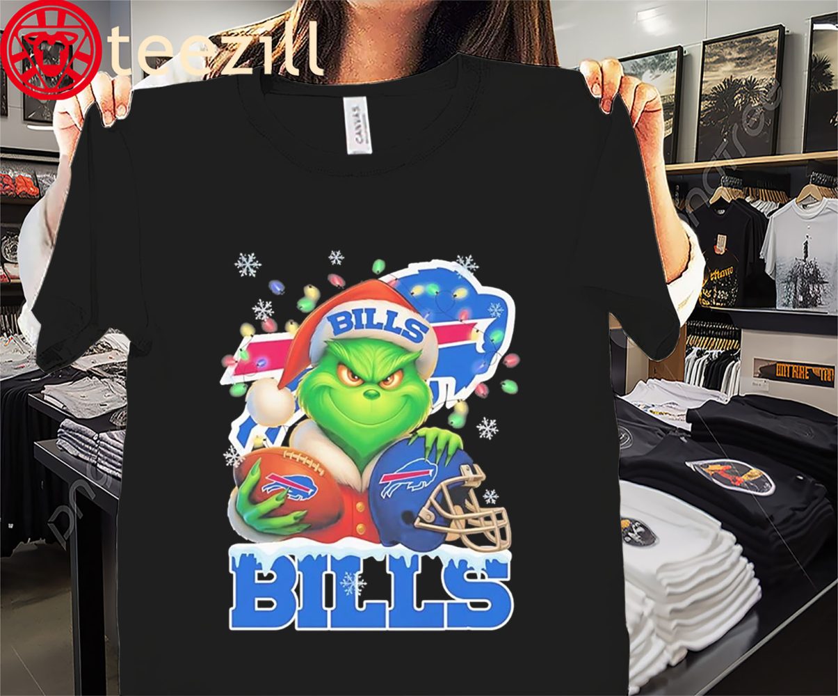 Grinch Buffalo Bills Christmas Light Premium Tee Shirt - Image 2
