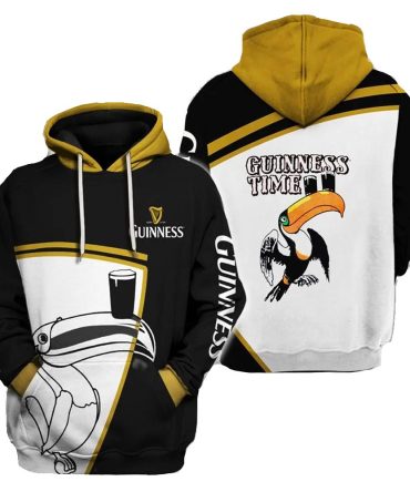 Guinness Hoodie Guinness Time Toucan Bird Hoodie Black White Unisex