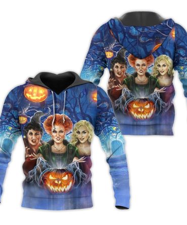 Disney  Hoodie Hocus Pocus Sanderson Sisters Witches 3D Blue Hoodie