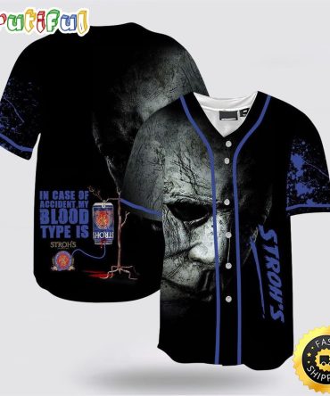 Halloween Horror Michael Myers Stroh'S Beer Baseball Jersey