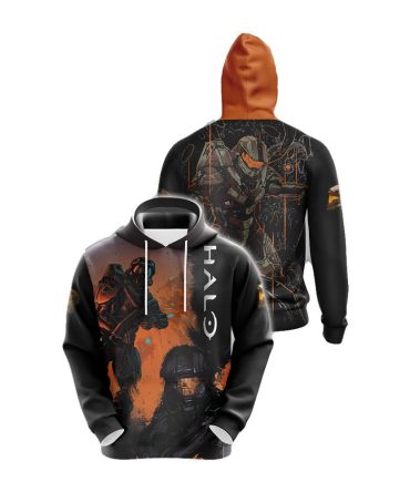 Halo Hoodie Halo Masterchief Graphic Painting Hoodie Black Orange Unisex