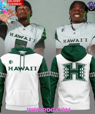 Hawaii Rainbow Warriors Football 2025 White All Over Print Hoodie