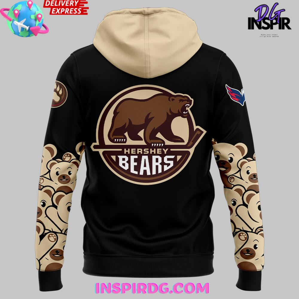 Hershey Bears Christmas Holiday Special Black Hoodie - Image 3