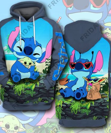 Dn Sw T-Shirt Stitch Hug Baby Yda T-Shirt Cute Amazing Dn Stitch Hoodie