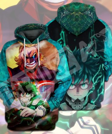 My Hero Academia T-Shirt All Might Midoriya Izuku Green T-Shirt Hoodie