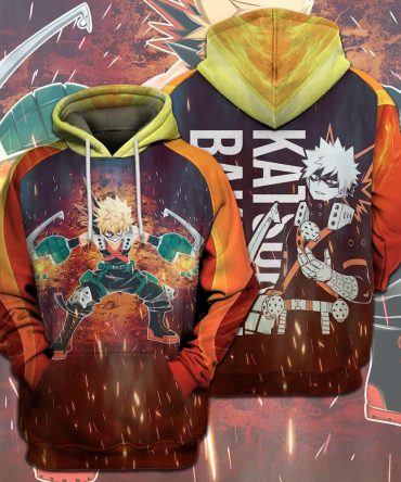 My Hero Academia T-Shirt Bakugo Katsuki All Fire Orange T-Shirt Hoodie