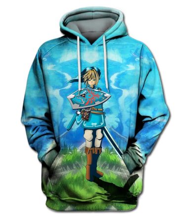 Legend Of Zelda Shirt Link Botw Shield Blue Sky T-Shirt Legend Of Zelda Hoodie