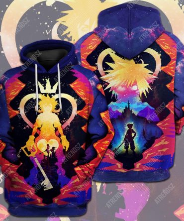 Kingdom Hearts T-Shirt Sora Silhouette Orange Blue Kingdom Hearts Logo T-Shirt Hoodie