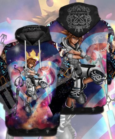 Kingdom Hearts T-Shirt Sora Black White Suit Kingdom Heart Logo T-Shirt Hoodie