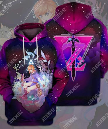 Legend Of Zelda Shirt Pink Galaxy Link Botw Z Logo T-Shirt Legend Of Zelda Hoodie