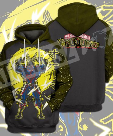 My Hero Academia T-Shirt All Might Yellow Grey My Hero Academia Logo T-Shirt Hoodie