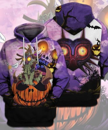 Legend Of Zelda Halloween Shirt Skull Kid Pumpkin The Moon Majora'S Mask Purple T-Shirt Legend Of Zelda Hoodie