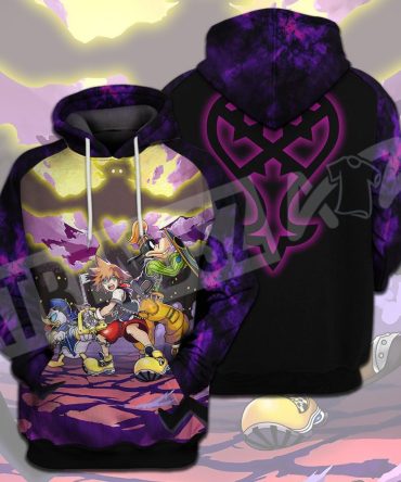 Kingdom Hearts T-Shirt Sora Donald Duck Goofy Heartless Symbol Purple T-Shirt Hoodie