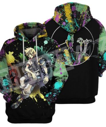 Kingdom Hearts T-Shirt Sleeping Ventus Watercolor Splatter Green Black T-Shirt Hoodie