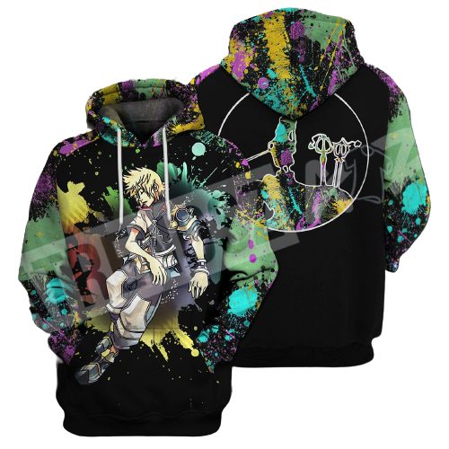 Kingdom Hearts T-Shirt Sleeping Ventus Watercolor Splatter Green Black T-Shirt Hoodie