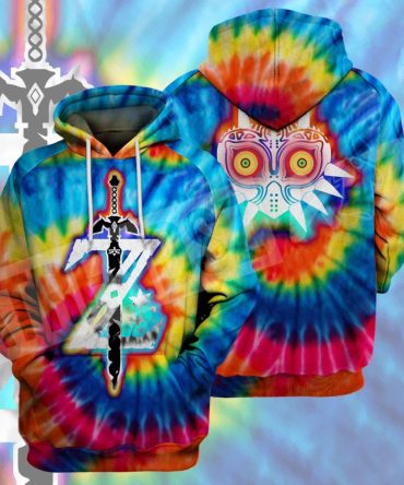 Legend Of Zelda Tie Dye Shirt Majora'S Mask Z Logo Tie Dye T-Shirt Legend Of Zelda Hoodie