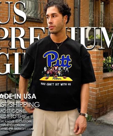 Horror Characters Pitt Panthers Nfl You Can'T Sit With Us Halloween 2025 Shirt
